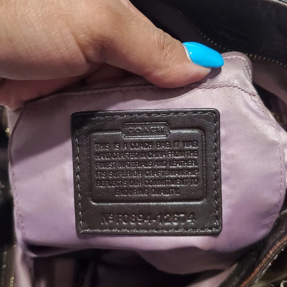 Coach Signature Brown Zoe Hobo Bag - Picture 11 of 13